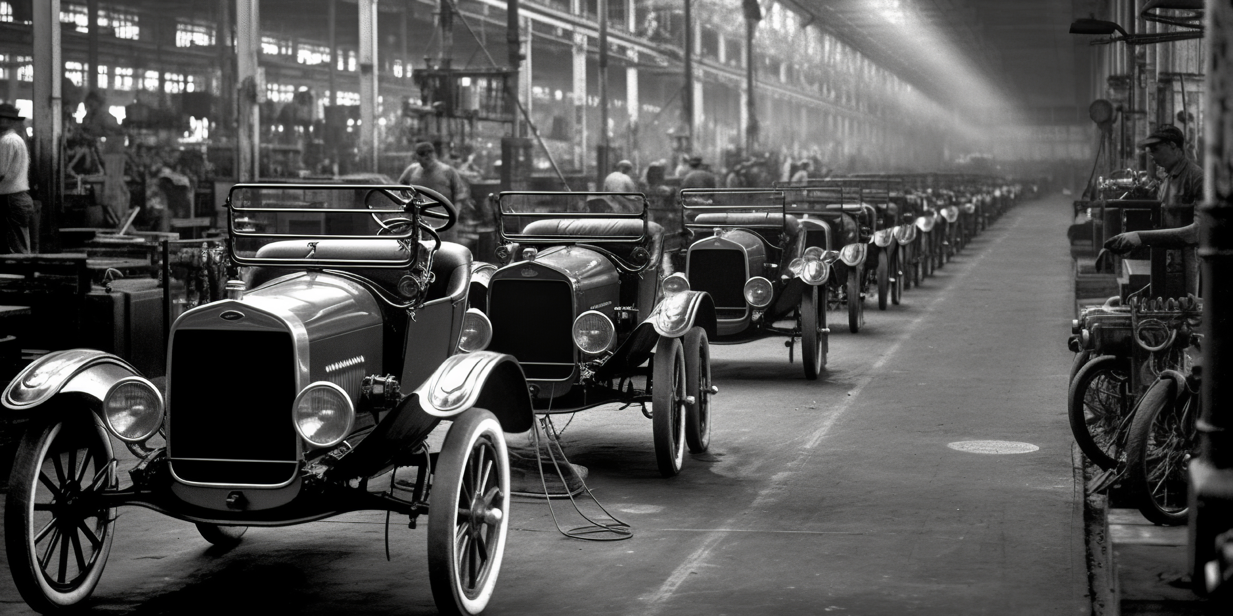 early 1900's Assembly line for ford cars manufacturing production factory use